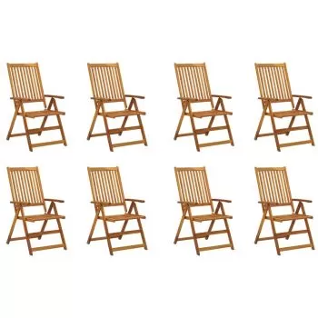 Set 8 bucati scaune de gradina pliabile cu perne, bordo