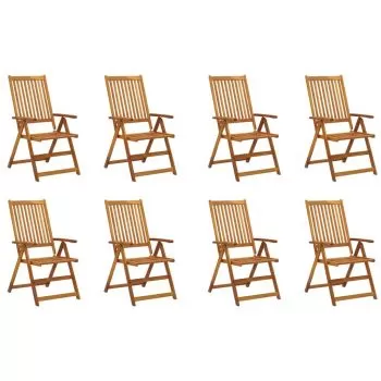 Set 8 bucati scaune gradina pliabile cu perne, gri cu model