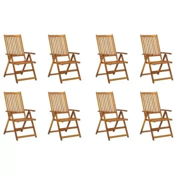Set 8 bucati scaune gradina pliabile cu perne, antracit