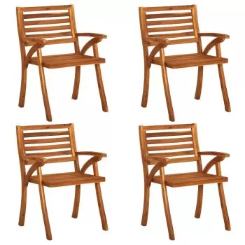 Set 4 bucati scaune de gradina cu perne, model rosu