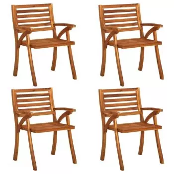 Set 4 bucati scaune de gradina cu perne, gri cu model