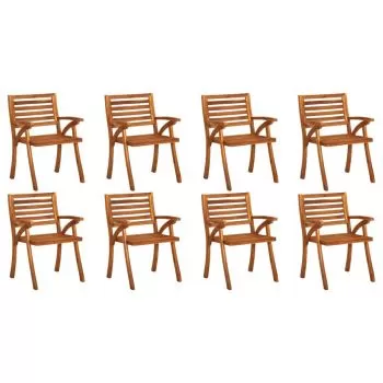 Set 8 bucati scaune de gradina cu perne, gri cu model