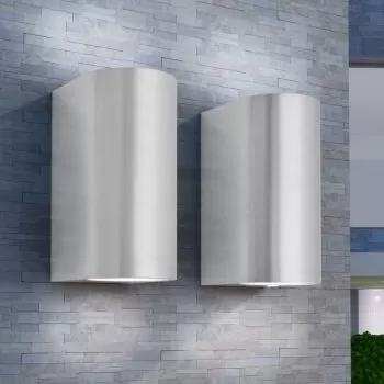 Corp iluminat LED perete exterior 2 buc, argintiu