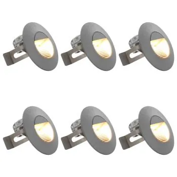  Lămpi de perete LED de exterior, 6 buc., argintiu, 5 W, rotund