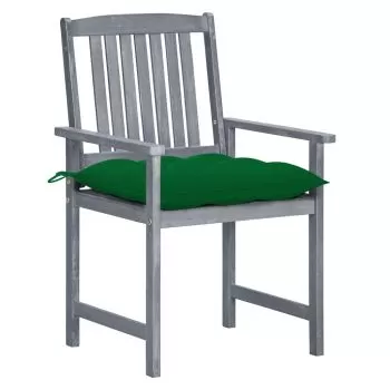 Set 8 bucati scaune de gradina cu perne, verde