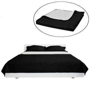 Cuvertura de pat matlasata cu doua fete negru/alb 220 x 240 cm, alb si negru, 220x240cm