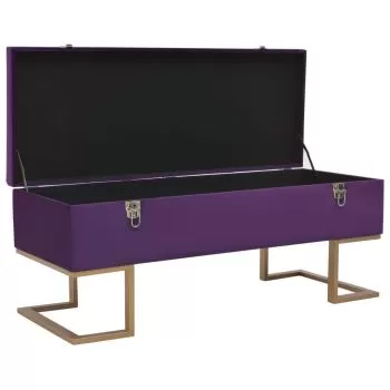 Bancheta cu un compartiment de depozitare violet 105cm catifea, violet, 105 x 40 x 44 cm