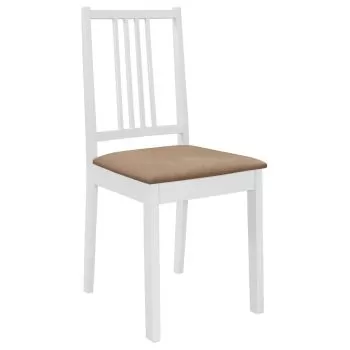Set 2 bucati scaune de bucatarie cu perne, alb si crem, 40 x 49 x 88.5 cm