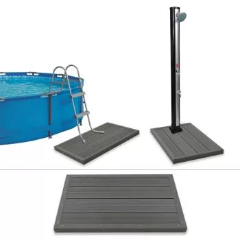 Element de podea pentru dus solar sau scara piscina, gri, 101 x 63 x 5.5 cm