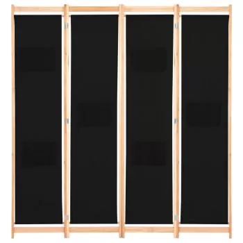 Paravan de camera cu 3 panouri, negru, 160 x 170 x 170 cm