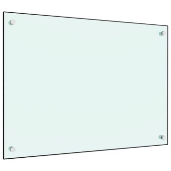 Panou antistropi bucătărie, alb, 70x50 cm, sticlă securizată
