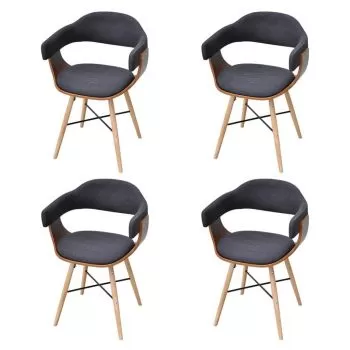 Set 4 bucati scaune de bucatarie, gri închis, 53 x 45 x 76 cm