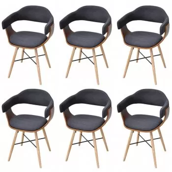 Set 6 bucati scaune de bucatarie, gri închis, 53 x 45 x 76 cm