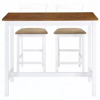 Set masa si scaune de bar, 3 piese, maro închis si alb, 60 x 60 x 91 cm