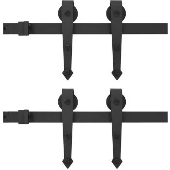 Set piese pentru uși glisante, negru, 2 x 183 cm, oțel