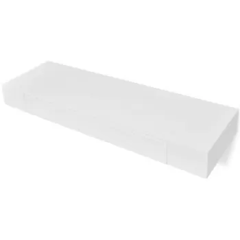 Set 2 bucati rafturi de perete suspendate cu sertare, alb, 80 cm