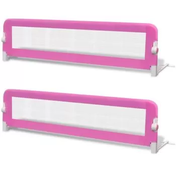 Set 2 bucati balustrada de pat protectie copii, roz, 150 x 42 cm