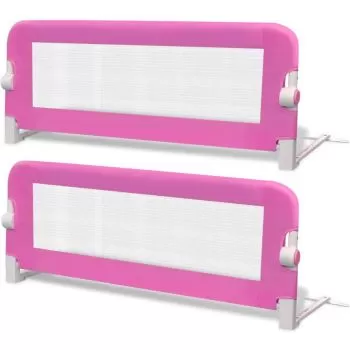 Set 2 bucati balustrada de pat protectie copii, roz, 102 x 42 cm