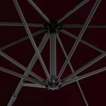 Umbrelă suspendată cu stâlp din aluminiu, roșu, 300 cm