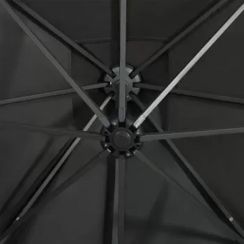 Umbrelă suspendată cu stâlp și LED-uri, antracit, 250 cm