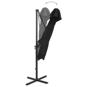 Umbrelă suspendată cu înveliș dublu, negru, 250x250 cm