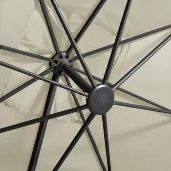 Umbrelă suspendată cu stâlp și LED-uri, nisipiu, 300 cm
