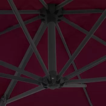 Umbrelă în consolă cu stâlp din oțel, roșu bordo, 250x250 cm