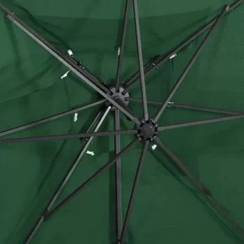 Umbrelă suspendată cu înveliș dublu, verde, 250x250 cm