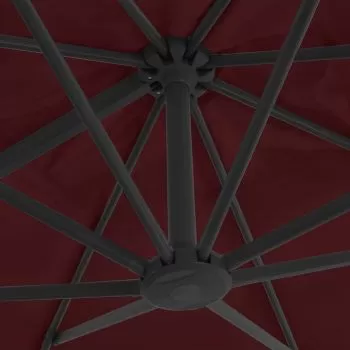 Umbrelă în consolă cu stâlp de aluminiu, roșu bordo, 400x300 cm