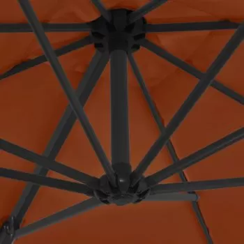 Umbrelă în consolă cu stâlp din oțel, cărămiziu, 250x250 cm