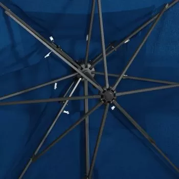 Umbrelă suspendată cu înveliș dublu, albastru azuriu 250x250 cm