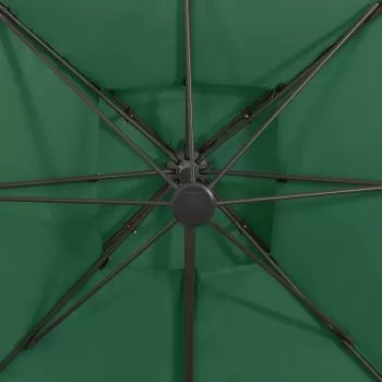 Umbrelă suspendată cu înveliș dublu, verde, 300x300 cm