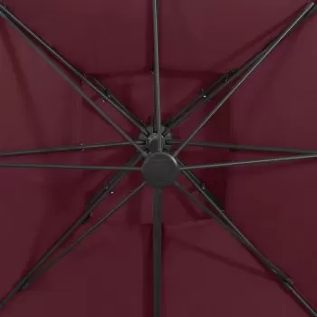 Umbrelă suspendată cu înveliș dublu, roșu bordo, 300x300 cm