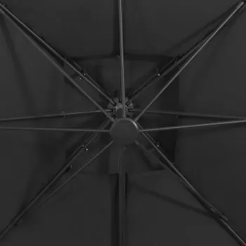 Umbrelă suspendată cu înveliș dublu, negru, 300x300 cm