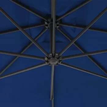 Umbrelă suspendată cu stâlp din oțel, albastru azuriu, 300 cm