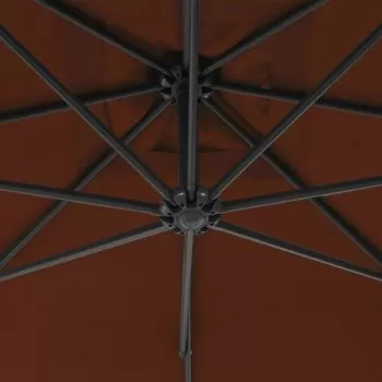 Umbrelă suspendată cu stâlp din oțel, cărămiziu, 300 cm