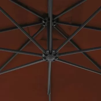 Umbrelă suspendată cu stâlp din oțel, teracota, 250 x 250 cm