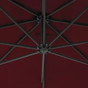 Umbrelă suspendată cu stâlp din oțel, bordo, 250 x 250 cm