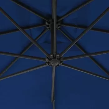 Umbrelă suspendată cu stâlp din oțel, azuriu, 250 x 250 cm