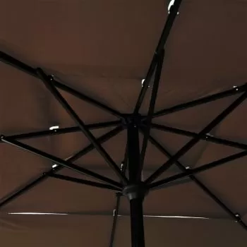 Umbrelă de soare 3 niveluri stâlp aluminiu gri taupe 2,5x2,5 m