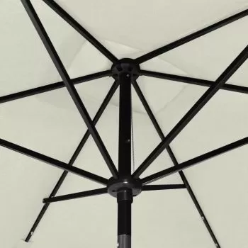 Umbrelă de soare cu stâlp din oțel & LED-uri, nisipiu, 2x3 m