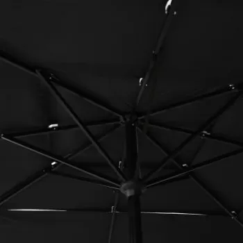 Umbrelă de soare 3 niveluri, stâlp aluminiu, negru, 2,5x2,5 m
