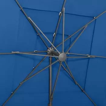 Umbrelă de soare 4 niveluri, stâlp aluminiu, azuriu, 250x250 cm
