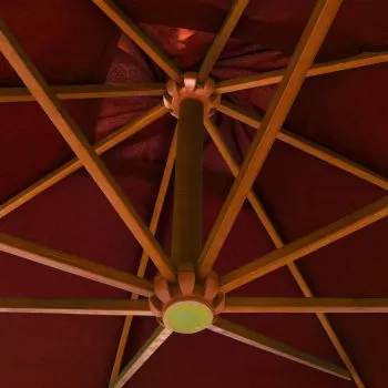 Umbrelă suspendată cu stâlp, cărămiziu, 3x3 m, lemn masiv brad