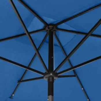Umbrelă de soare cu stâlp din oțel & LED-uri, albastru, 2x3 m