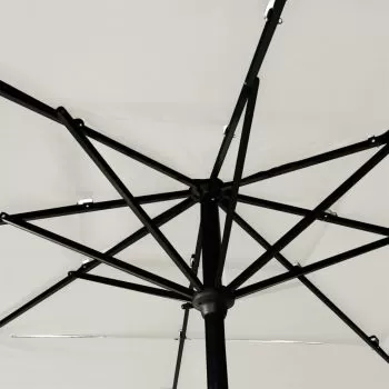 Umbrelă de soare 3 niveluri, stâlp aluminiu, nisipiu, 2,5x2,5 m
