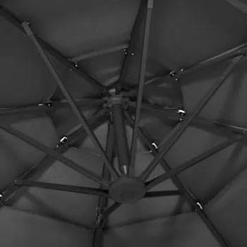 Umbrelă de soare 4 niveluri, stâlp de aluminiu, antracit, 3x3 m