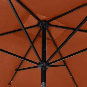 Umbrelă de soare cu LED-uri & stâlp din oțel, cărămiziu, 2x3 m