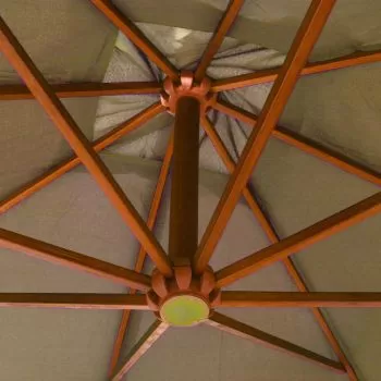 Umbrelă suspendată cu stâlp gri taupe 3x3 m lemn masiv de brad