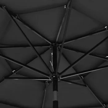 Umbrelă de soare 3 niveluri, stâlp de aluminiu, antracit, 3 m